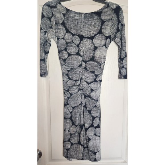 KAMALIKULTURE PRINTED BLACK MESH KNEE LENGTH DRESS -SIZE SMALL - Picture 2 of 4